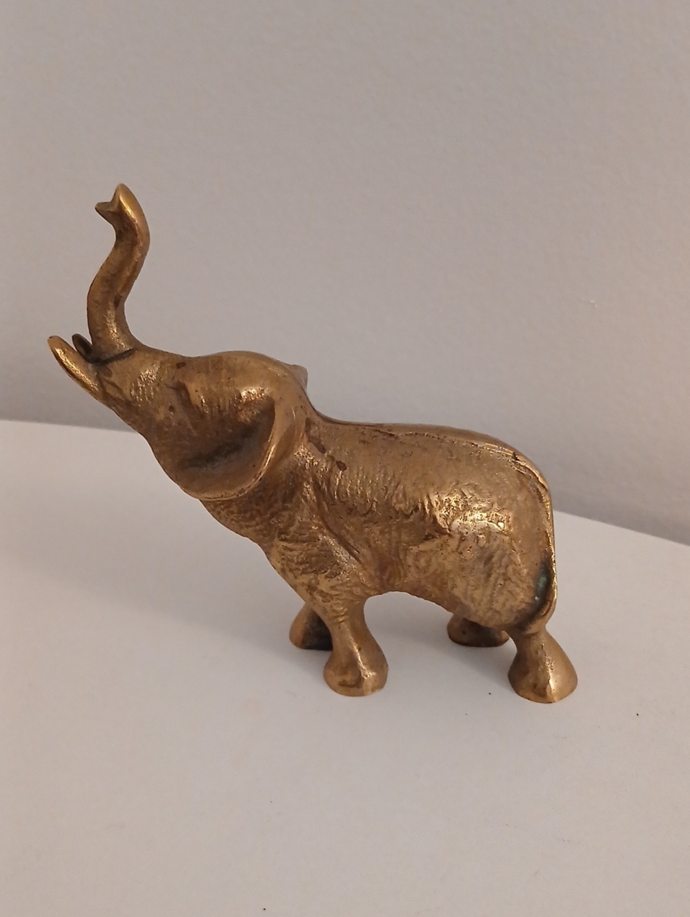 Brass Elephant Figurine Decorative Statue - Gold Accent Home Art
